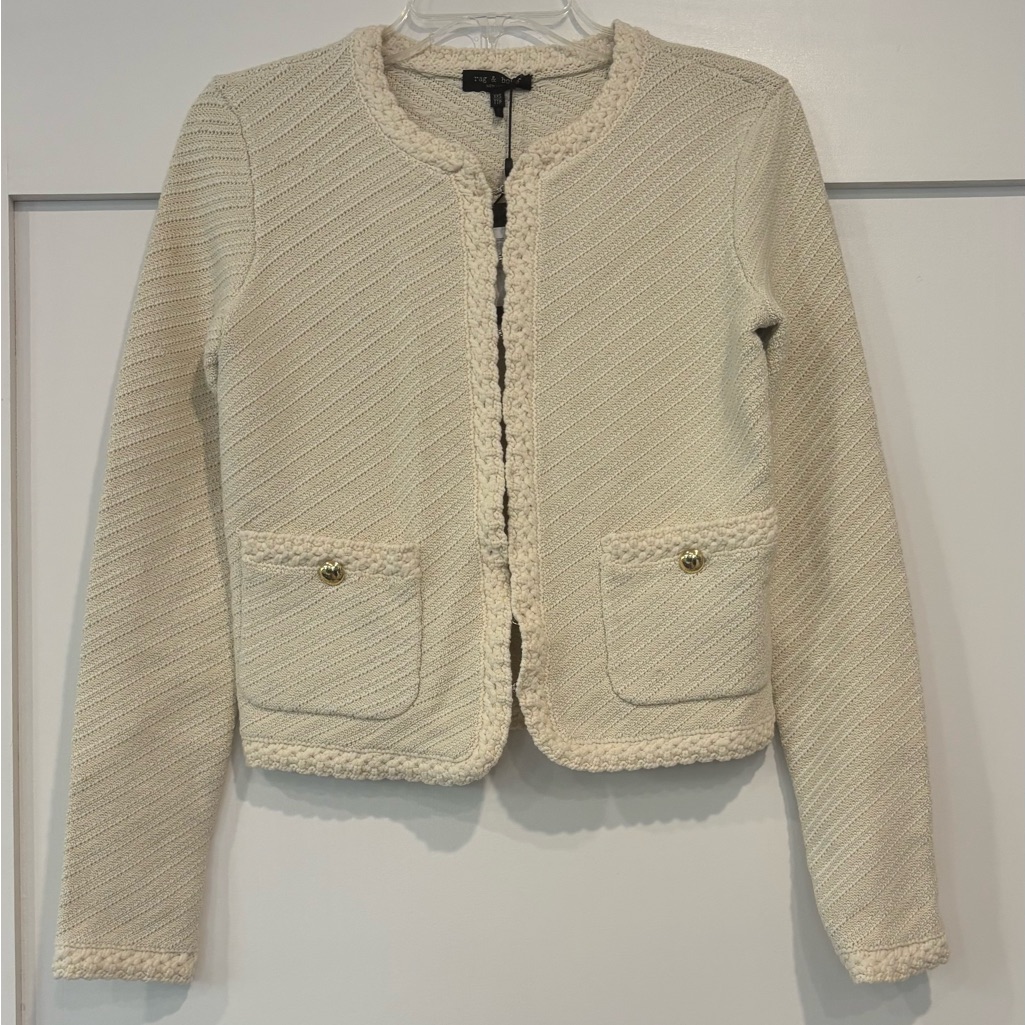 Rag & Bone Cream Textured Claire Cardigan Xxs Nwt